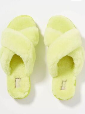 UGG x Anthropologie Fuzzette Slippers in Sulfur - Size 10 Neon yellow